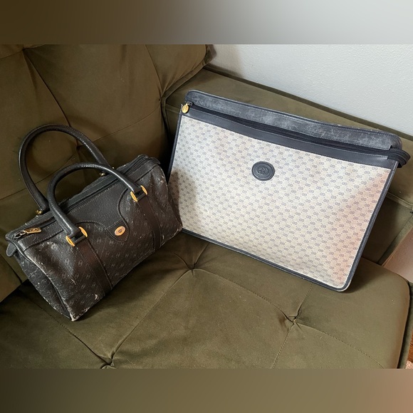 Gucci Other - Gucci vintage bundle- 1 navy blue large travel bag and small handbag